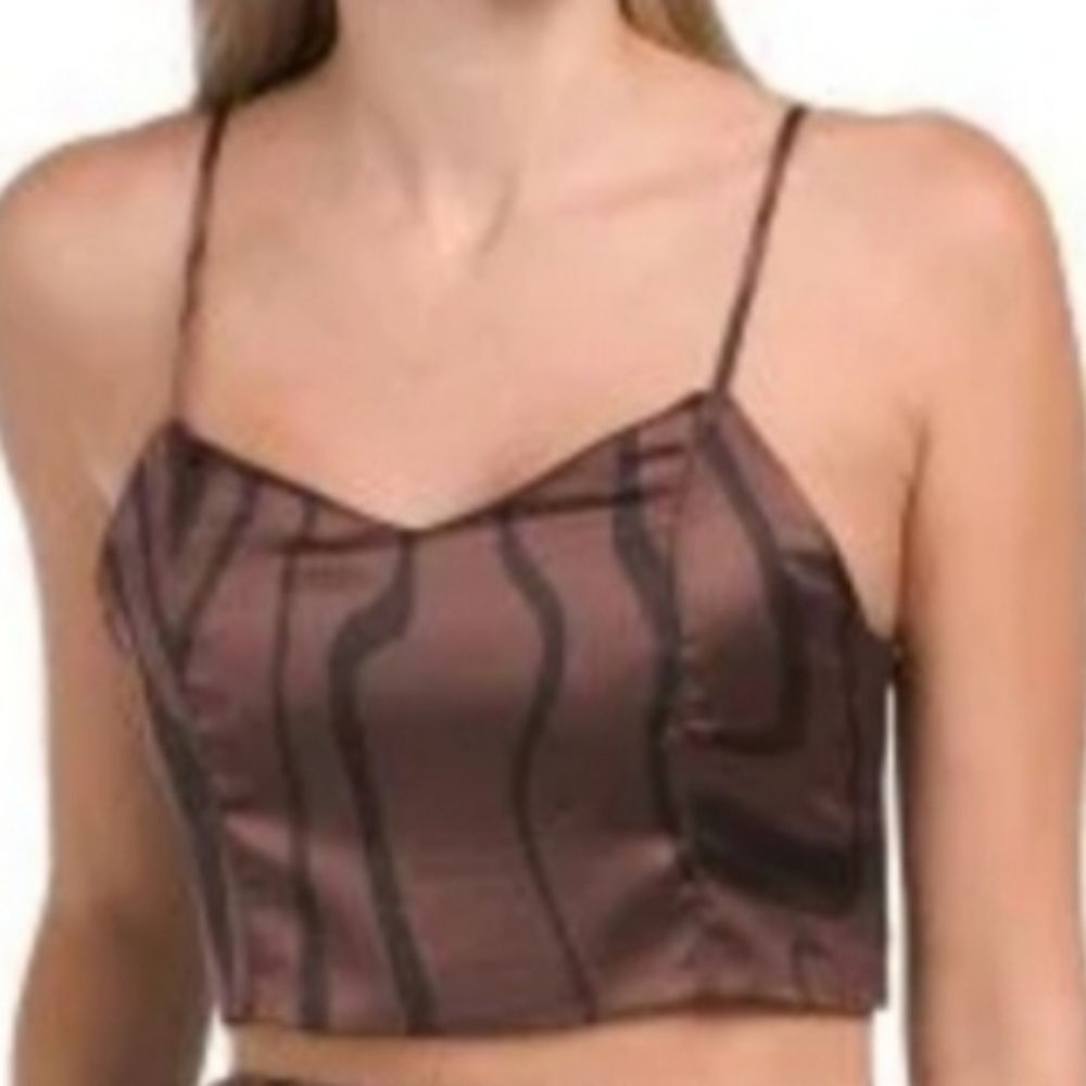 NWOT House of Harlow Size Small Brown Animal Print Spaghetti Straps Cropped Top